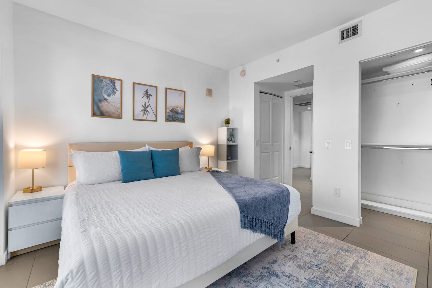 Bright guest bedroom at a Spazium listing